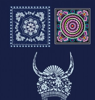 苗族头饰蜡染刺绣花纹图片