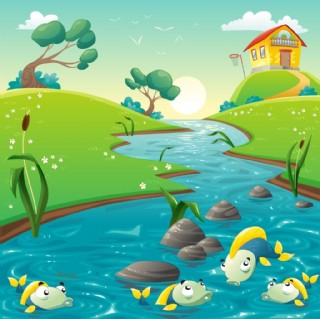 河里的鱼图片卡通图片