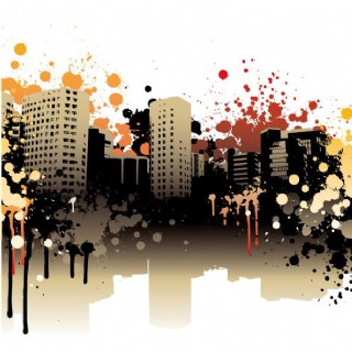 印花矢量图 建筑 高楼 色彩 黑白色 免费素材